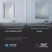 Kép 3/8 - V-TAC 30W szögletes tükör LED világítással, hideg fehér - SKU 40451