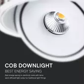 Kép 4/8 - V-TAC 32W süllyeszthető COB LED mélysugárzó, állítható szöggel, fehér házzal, CCT - SKU 10583