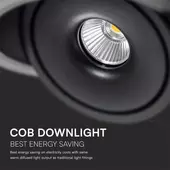 Kép 4/8 - V-TAC 32W süllyeszthető COB LED mélysugárzó, állítható szöggel, fekete házzal, CCT - SKU 10582