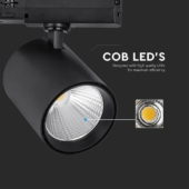Kép 4/8 - V-TAC 35W COB LED sínes lámpatest, természetes fehér - SKU 10281