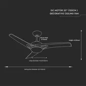 Kép 2/8 - V-TAC 35W mennyezeti ventilátor, változtatható színhőmérséklettel - SKU 7919