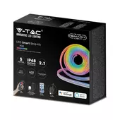 Kép 1/12 - V-TAC 5m-es, smart LED neon szalag szett, RGB, futófény IP68 - SKU 3005