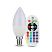 Kép 1/9 - V-TAC 3.5W E14 RGB+hideg fehér dimmelhető LED gyertya égő - SKU 2771