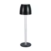 Kép 1/7 - V-TAC 3W asztali akkus lámpa átlátszó lámpatartóval, fekete házzal, meleg fehér - SKU 23095