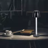 Kép 6/7 - V-TAC 3W asztali akkus lámpa átlátszó lámpatartóval, fekete házzal, meleg fehér - SKU 23095