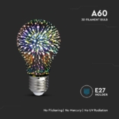 Kép 3/5 - V-TAC 3W E27 3D hatású filament A60 LED égő - SKU 212704