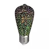 Kép 1/5 - V-TAC 3W E27 3D hatású filament ST64 LED égő - SKU 212705