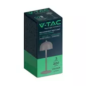 Kép 1/8 - V-TAC 3W szürke, érintéssel vezérelhető akkumulátoros LED ernyő alakú lámpa, CCT - SKU 7987