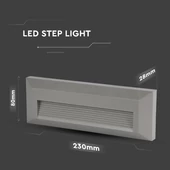 V-TAC 3W szürke LED lépcsővilágítás, IP65, meleg fehér - SKU 211331