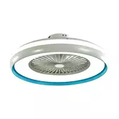 Kép 1/9 - V-TAC 45W mennyezeti ventilátor, változtatható színhőmérséklettel, kék díszcsíkkal - SKU 217934