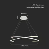 Kép 2/7 - V-TAC 48W kettős félkör csillár, dimmelhető, fehér ház, meleg fehér, 105 Lm/W - SKU 14986