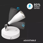 V-TAC 4.5W beltéri fehér fali LED lámpa kapcsolóval, természetes fehér - SKU 8677