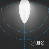 V-TAC 4.5W E14 meleg fehér C37 LED gyertya égő - SKU 21171