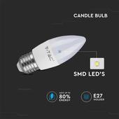 Kép 3/7 - V-TAC 4.5W E27 meleg fehér LED gyertya égő - SKU 2143421