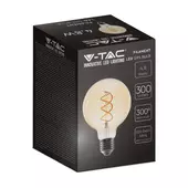 Kép 2/6 - V-TAC 4.8W borostyán E27 meleg fehér, spirál filament, G95 LED égő - SKU 217217