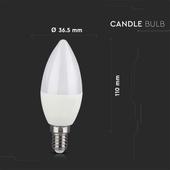 Kép 2/9 - V-TAC 4.8W E14 RGB+ Meleg fehér C37 gyertya LED égő, 24 gombos távirányítóval  - SKU 2926