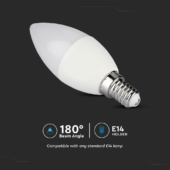 Kép 3/9 - V-TAC 4.8W E14 RGB+ Meleg fehér C37 gyertya LED égő, 24 gombos távirányítóval  - SKU 2926