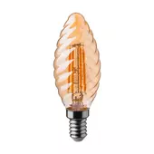 Kép 1/5 - V-TAC 4W borostyán E14 filament C35 LED csavart gyertya égő, 2200K - SKU 217115