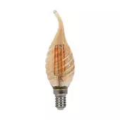 Kép 1/5 - V-TAC 4W borostyán E14 filament C35 LED csavart gyertyaláng égő, 2200K - SKU 217116