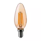 Kép 1/5 - V-TAC 4W borostyán E14 filament C35 LED gyertya égő, 2200K - SKU 217113