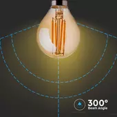 Kép 4/5 - V-TAC 4W borostyán E14 meleg fehér filament P45 LED kisgömb égő - SKU 214499