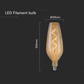 Kép 2/5 - V-TAC 4W borostyán E27 B125 filament LED égő, meleg fehér - SKU 23171