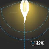 Kép 4/5 - V-TAC 4W E14 hideg fehér filament C35 LED csavart gyertyaláng égő - SKU 214432