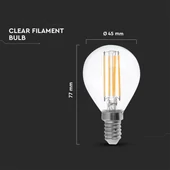 V-TAC 4W E14 természetes fehér filament LED égő - SKU 4425