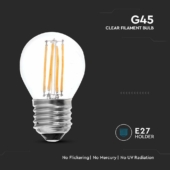 Kép 3/5 - V-TAC 4W E27 hideg fehér filament G45 LED égő - SKU 214428