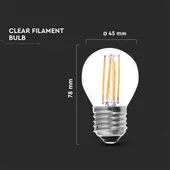 Kép 2/5 - V-TAC 4W E27 meleg fehér filament G45 LED égő - SKU 214306