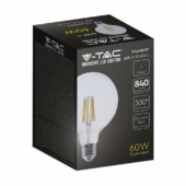 Kép 2/7 - V-TAC 4W E27 természetes fehér filament G125 LED égő, 210 Lm/W - SKU 2993