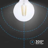 V-TAC 4W E27 természetes fehér filament G95 LED égő, 210 Lm/W - SKU 2995