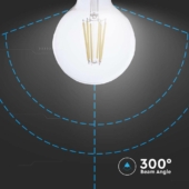 Kép 5/7 - V-TAC 4W E27 természetes fehér filament G95 LED égő, 210 Lm/W - SKU 2995