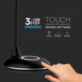 V-TAC 4W fekete dimmelhető asztali LED lámpa, változtatható színhőmérséklet - SKU 218604