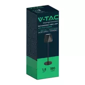 Kép 1/9 - V-TAC 1.5W fekete, érintéssel vezérelhető akkumulátoros LED lámpa, CCT - SKU 10330