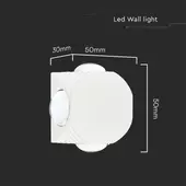 Kép 3/6 - V-TAC 4W kültéri fali COB LED lámpa, 4 irányú, fehér házzal, meleg fehér - SKU 10589