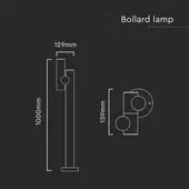 Kép 2/9 - V-TAC 4W LED állólámpa állítható fejjel, 100 cm fekete házzal, meleg fehér - SKU 10475