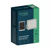 Kép 1/15 - V-TAC 5000mAh napelemes LED reflektor 6W hideg fehér, 400 Lumen, fehér házzal - SKU 7839