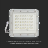 Kép 9/15 - V-TAC 5000mAh napelemes LED reflektor 6W hideg fehér, 400 Lumen, fehér házzal - SKU 7839