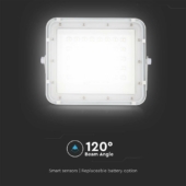 Kép 10/15 - V-TAC 5000mAh napelemes LED reflektor 6W hideg fehér, 400 Lumen, fehér házzal - SKU 7839