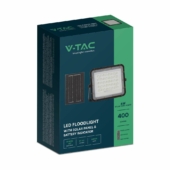 Kép 1/15 - V-TAC 5000mAh napelemes LED reflektor 6W hideg fehér, 400 Lumen, fekete házzal - SKU 7821