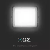 Kép 10/15 - V-TAC 5000mAh napelemes LED reflektor 6W hideg fehér, 400 Lumen, fekete házzal - SKU 7821