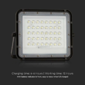 Kép 9/15 - V-TAC 5000mAh napelemes LED reflektor 6W természetes fehér, 400 Lumen, fekete házzal - SKU 7822