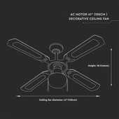 V-TAC 50W mennyezeti ventilátor, E27 foglalattal - SKU 7914
