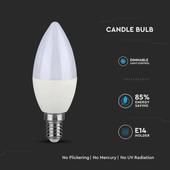 Kép 4/8 - V-TAC 5.5W dimmelhető E14 hideg fehér LED gyertya égő - SKU 20187