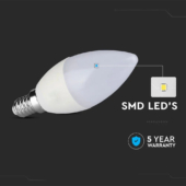Kép 3/8 - V-TAC 5.5W dimmelhető E14 természetes fehér LED gyertya égő - SKU 20186