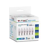 Kép 1/8 - V-TAC 5.5W E14 meleg fehér LED gyertya égő csomag (6 db) - SKU 2736