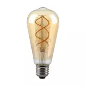 Kép 1/6 - V-TAC 4.8W borostyán E27 dimmelhető spirál filament ST64 LED égő, 1800K - SKU 217416