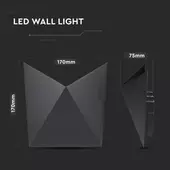 Kép 2/8 - V-TAC 5W kültéri, fekete, fali LED lámpa természetes fehér - SKU 218283
