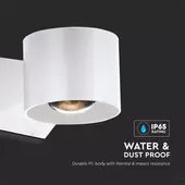 Kép 8/9 - V-TAC 5W LED kétirányú fali lámpa, fehér házas, meleg fehér - SKU 10443